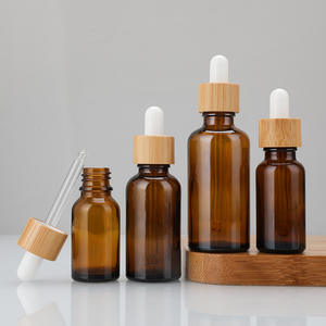 Grosir 5ml 10ml 15ml 20ml 30ml 50ml 100ml Amber kosong minyak esensial bambu penetes botol kaca dengan pipet - Product Image 3