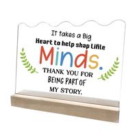 Plaque en acrylique imprimée UV avec phrase motivante et base en bois, design personnalisé, décoration de bureau en acrylique