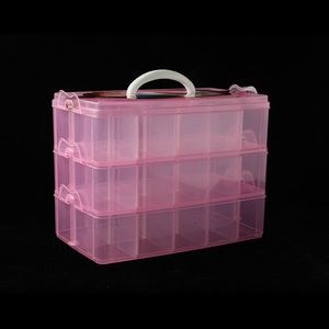 Extra <b>Large</b> Three Layer Transparent Plastic Storage Box With Lid For Home Office Desk Organization Blue Rectangle Standing Type - Product Image 2