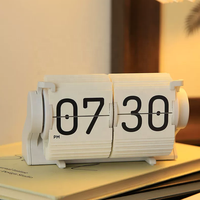 Horloge à affichage numérique à bascule avec piles au lithium, retournement automatique des pages, horloge de table noire # HY-D005-B