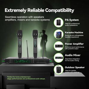 ระบบไมโครโฟนไร้สาย UHF แบบคู่ M-17Pro ระดับมืออาชีพ 200CH ระยะไกล 260 เมตร พร้อมระบบ IR Sync ไมโครโฟนไร้สายสำหรับคาราโอเกะ ลำโพง PA - Product Image 2
