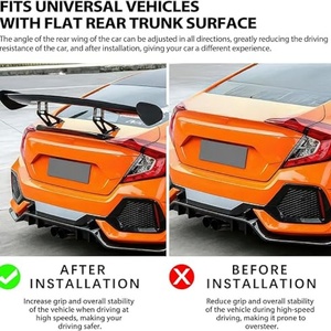 Aileron arrière GT 47 pouces noir mat universel, ailerons de course légers pour coffre, hauteur réglable, compatible <span class=keywords><strong>Camaro</strong></span> - Product Image 6