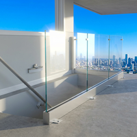 Perfil en U de Aluminio Anodizado Satinado Contemporáneo para Barandilla de Escalera y Balcón de Vidrio sin Marco, Resistente al Agua/Óxido, para Exteriores y Villas