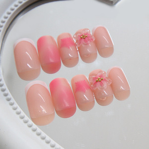 <span class=keywords><strong>Ongles</strong></span> Adhésifs Luxe Fleur Haute Qualité Marque Privée Transparents Extra Courts Coffin French en ABS <span class=keywords><strong>Faux</strong></span> <span class=keywords><strong>Ongles</strong></span> pour Doigt - Product Image 3