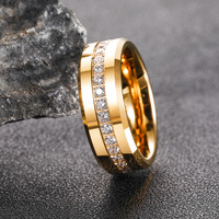 Anillos de Tungsteno Tempusort Classic Shiny de 6mm y 8mm, Chapados en Oro de 14K para Parejas, Joyería Personalizada, Anillos de Boda con Circonitas
