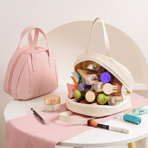 PU Waterproof <strong>Makeup</strong> Cosmetic <strong>Bag</strong> Travel Durable Toiletry <strong>Bag</strong> with Two Handle Strap for Women Custom Logo Lipstick <strong>Compartment</strong> - Product Image 6