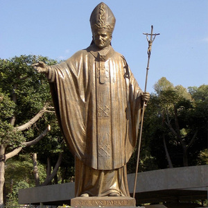 Escultura personalizada de tamaño real, estatua del Papa <span class=keywords><strong>John</strong></span> <span class=keywords><strong>Paul</strong></span> <span class=keywords><strong>II</strong></span>, Pontiff de bronce - Product Image 1