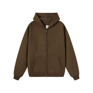 2025 hiver lourd sweat à capuche zippé uni blanc coton Polyester mélange 345GSM hommes surdimensionné fermeture éclair à capuche pour hommes - Product Image 1