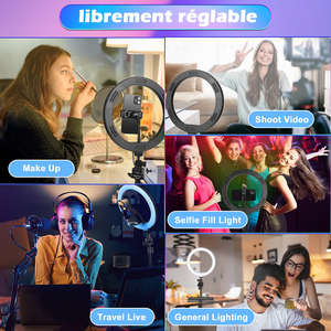 <span class=keywords><strong>MJ33</strong></span>-6 <span class=keywords><strong>RGB</strong></span> Fill Colorful Live Beauty Ring Light 14 pouces <span class=keywords><strong>LED</strong></span> Fill Ring Light avec trépied Éclairage photographique en vente - Product Image 2