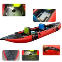 Kayak de pêche gonflable portable personnalisé avec design sit-in, capacité 2 personnes, garantie 1 an, matériau PVC+aluminium