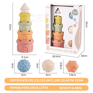 Zhorya sans BPA Silicone doux châteaux blocs <span class=keywords><strong>de</strong></span> construction dentition empilage anneau <span class=keywords><strong>de</strong></span> dentition enfant éducatif bébé empileur jouet empilable - Product Image 6