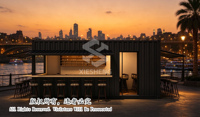 Bar en conteneur de 20 pieds, café en conteneur, cuisine extérieure en conteneur, kiosque avec fenêtre de service, comptoir de bar, auvent