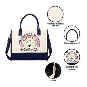 กระเป๋าโท้ทคุณภาพส่งออกสำหรับคุณแม่ ลายพิมพ์บนผ้าแคนวาส ใช้ซ้ำได้ เหมาะสำหรับการช้อปปิ้งและใช้งานประจำวัน มีจำหน่ายแล้ว - Product Image 1