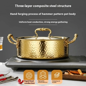 Nồi lẩu inox 304 ba lớp hiện đại, họa tiết búa, kiểu dáng vịt mandarin, dùng được cho bếp từ và bếp gas gia đình - Product Image 2