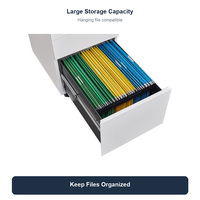Archivador Móvil Moderno de Acero con 3 Cajones, Archivador con Ruedas y Cerradura para Oficina