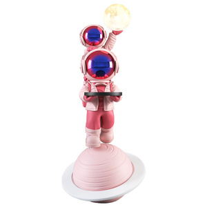 Base Decorativa con Astronauta de Fibra de Vidrio y Luz Nocturna, Escultura Creativa para Decoración del Hogar - Product Image 5