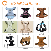 Ensemble de harnais et de laisse pour chien en néoprène de luxe personnalisé à motif léopard, sans traction, réglable, rembourré, harnais d'entraînement pour animaux de compagnie pour chiens