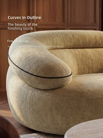 Canapé monoplace incurvé en forme de lune de style vintage, rembourrage en mousse haute densité, tissu anti-griffures amovible et lavable, bois massif