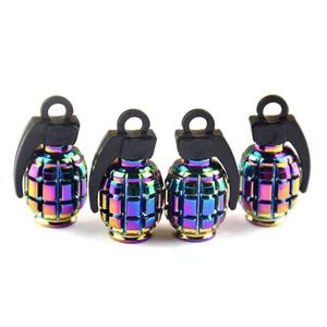 Tapa de válvula Rainbow Grenade de aleación de aluminio con acabado iridiscente para neumáticos de bicicleta - Product Image 1