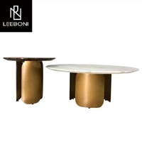 Table basse en marbre avec pieds dorés, design unique et luxueux, salon, table basse ronde moderne de luxe pour la maison