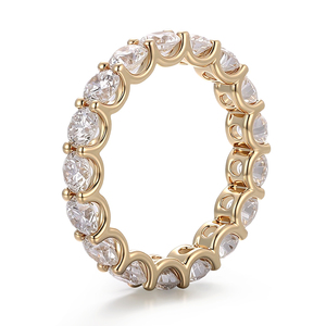 Anillo de eternidad PROVENCE de oro amarillo auténtico para hombre y mujer, con diamante de laboratorio de corte brillante redondo, oro de 18k, anillo de boda para pareja, joyería fina. - Product Image 2