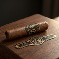 Étiquette adhésive pour cerclage de cigare noir obsidienne avec logo personnalisé en feuille d'or pour emballage