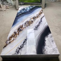 Décoration flexible Impression UV multicolore Grand panneau mural en PVC Marbre Feuille Panneau