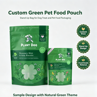 Sachet refermable à fermeture éclair, vert, de qualité alimentaire, personnalisé, pour biscuits et friandises pour chiens