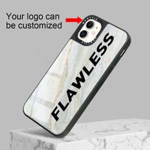 Funda de Teléfono con Diseño de Mármol que Imita <span class=keywords><strong>el</strong></span> Cristal para iPhone 17, <span class=keywords><strong>Samsung</strong></span> e Infinix, Anillo Negro para Cámara, Impresión de Logotipo de Marca Personalizada OEM - Product Image 2