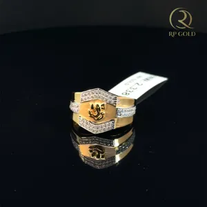 Stylish gold <b>ring</b> with religious symbol design and sparkling stones for <b>men</b> perfect for daily wear and special occasions - Product Image 1