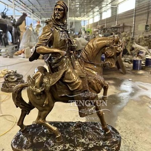 Estatua de bronce de tamaño pequeño decorativa para el hogar escultura de figura de cazador árabe <span class=keywords><strong>a</strong></span> <span class=keywords><strong>caballo</strong></span> para decoración de escritorio - Product Image 4