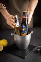 Seau à glace professionnel en argent classique de 5,0 L pour bars-Verres en acier inoxydable personnalisés pour vin, bière et service