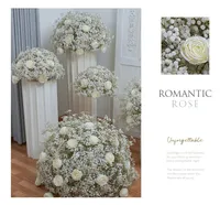 S-A7913 4pcs/set 40cm Bunga Mawar Baby Breath Putih Dekorasi Pernikahan Bola Bunga Artifisial