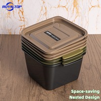 Ensemble de boîtes à lunch en plastique empilables et portables avec couvercle hermétique anti-fuite pour pique-nique en plein air et camping