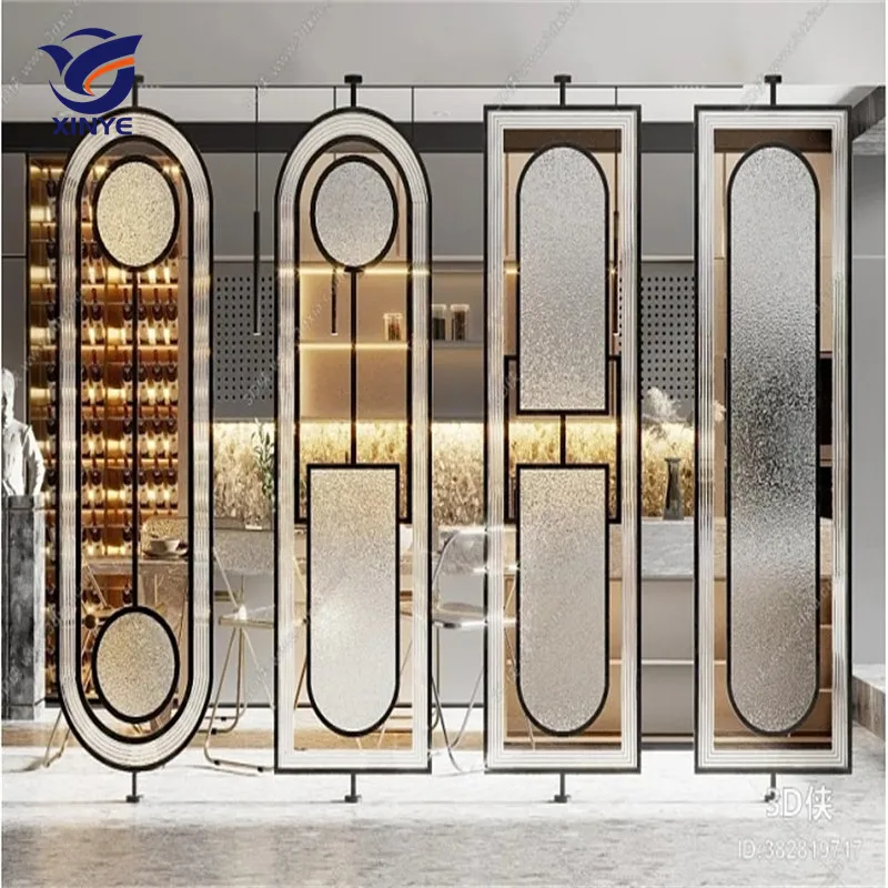 Crystal glass stainless steel screen Dubai stainless steel art glass screen partition