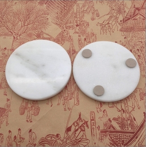 Posavasos de mármol blanco, Juego de 4 posavasos redondos de piedra Natural Real, posavasos semiabsorbentes estéticos modernos de lujo para bebidas - Product Image 2