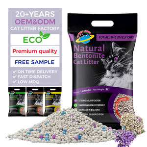 Arena Aglomerante para Gatos de Bentonita <span class=keywords><strong>OEM</strong></span> a Granel 5L 10 Litros, Sin Polvo, con Forma de Bola Colorida y Aroma - Product Image 1