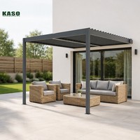Pergola Bioclimatique Murale en Aluminium Robuste 6063-T5 avec Protection Solaire et Lames Orientables pour Extérieur