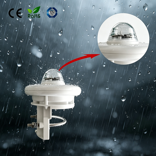 High Sensitivity Infrared Optical Rain Gauge Rainfall Sensor RS485 Modbus RTU Online Precipitation Intensity Monitor