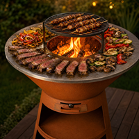 Barbecue Plancha en Acier Corten avec Rangement pour Bois de Chauffage, Certifié CE, pour Jardin Extérieur, Vente Directe Usine