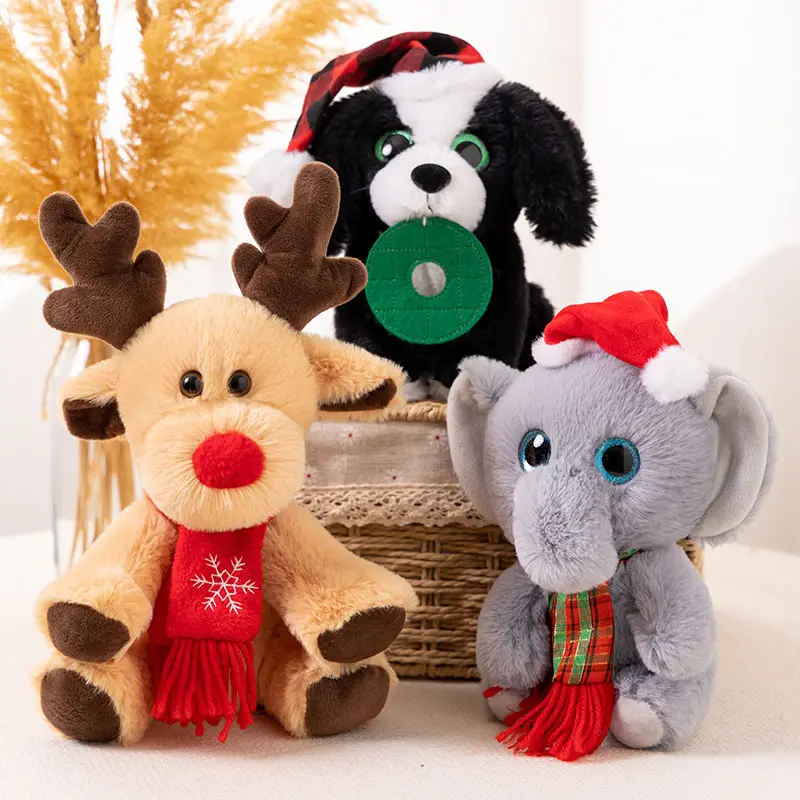 Cappello di natale leone Panda scimmia elefante cane peluche peluche piccoli regali di Natale a buon mercato