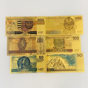 Billets de banque polonais de 50, 100, 200, 500 dollars PLN, personnalisés avec feuille d'or, billet de banque POPE JOHN PAUL en or pour collection - Product Image 2