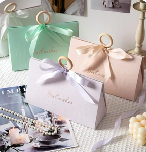 Bolsas de Papel Ecológicas de Lujo para Dulces de Boda, Venta al por Mayor, con Lazo Impreso Personalizado, Accesorios para el Cabello - Product Image 1