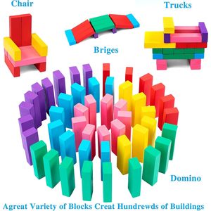 54pcs tháp sụt giảm xúc xắc đầy màu sắc giáo dục xếp chồng khối xây dựng màu gỗ xếp chồng trò chơi thiết lập cho trẻ em trai cô gái - Product Image 6