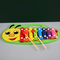 Enfants percussion 8 notes Xylophone Beat Toys gros arc-en-ciel textile tambour Hand-Knock Piano jouet en bois Animal Xylophone