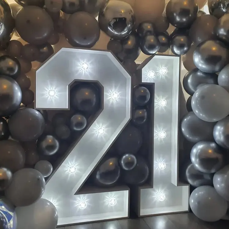 Giaguarsign produttore Custom 4ft Marquee Light up Numbers 0-9 lettere A-Z Giant Light Up Numbers Anniversary Birthday Deco