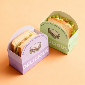 Eco-friendly Foldable Paper Box for Sandwich Digital Printing Food Paper Box for Sandwich Biodegradable Sandwich Paper Box - Product Image 3