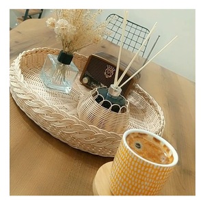 2025 Rattan & Natural Rope Decorative <b>Tray</b> Eco-Friendly Farmhouse & Coastal Style Serving and Organizing Basket Sea Grass - Product Image 5