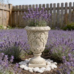 Macetero de Resina con Diseño de Vid y Acanthus - Acabado con Efecto Piedra Antigua, Estilo Barroco para Jardines y Patios Toscanos - Product Image 2
