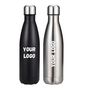 Bouteille d'eau isotherme double paroi personnalisable en acier inoxydable à col étroit avec couvercle de taille L, type gobelet à cola - Product Image 1